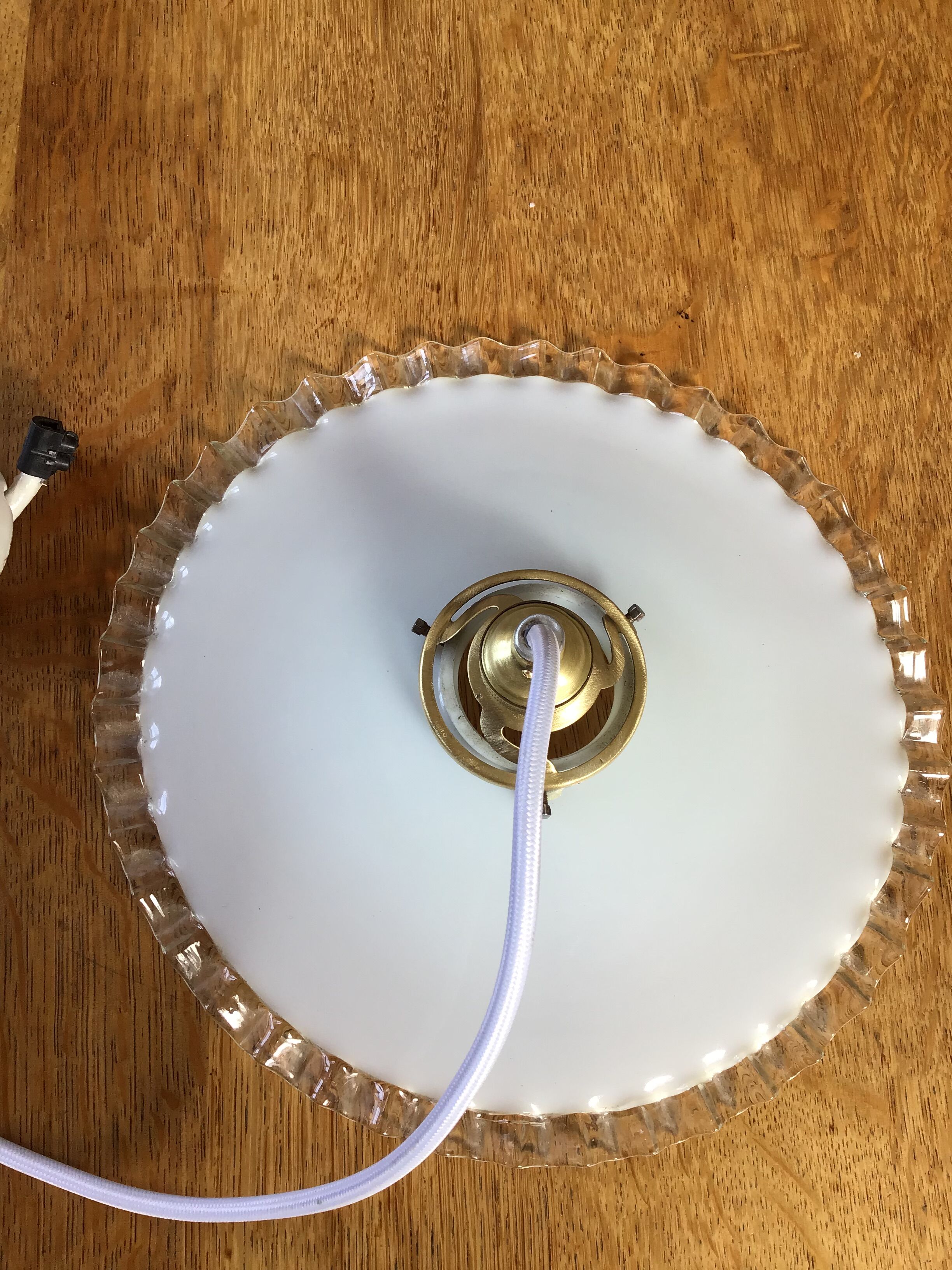 Vintage white opaline pendant lamp