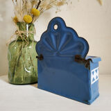 Blue matchbox - old blue enamel sheet box