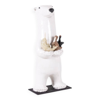 Valérie Courtet. Bear presenting three animals. Contemporary.