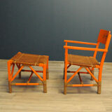 Fauteuil folklore scandinave avec repose-pieds
