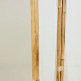 Bamboo screen with 3 frames in beige fabric.