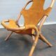 Armchair 1960 bamboo and suede leather