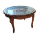 Vintage coffee table from the 60s – Rattan top with a sunburst pattern