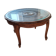 Vintage coffee table from the 60s – Rattan top with a sunburst pattern
