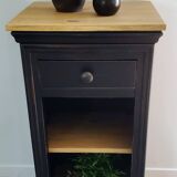 Small industrial style console with black patina
