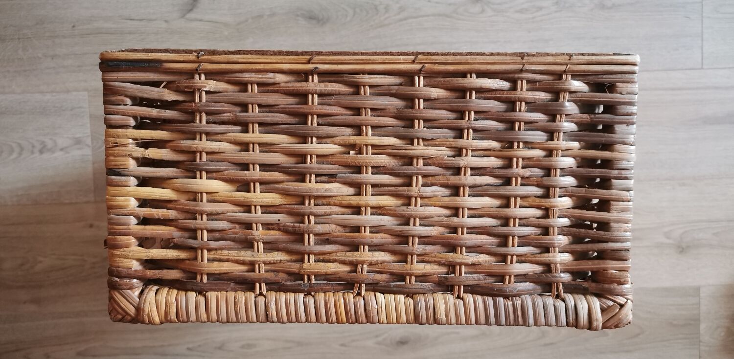Large drawer basket wicker vintage rattan old