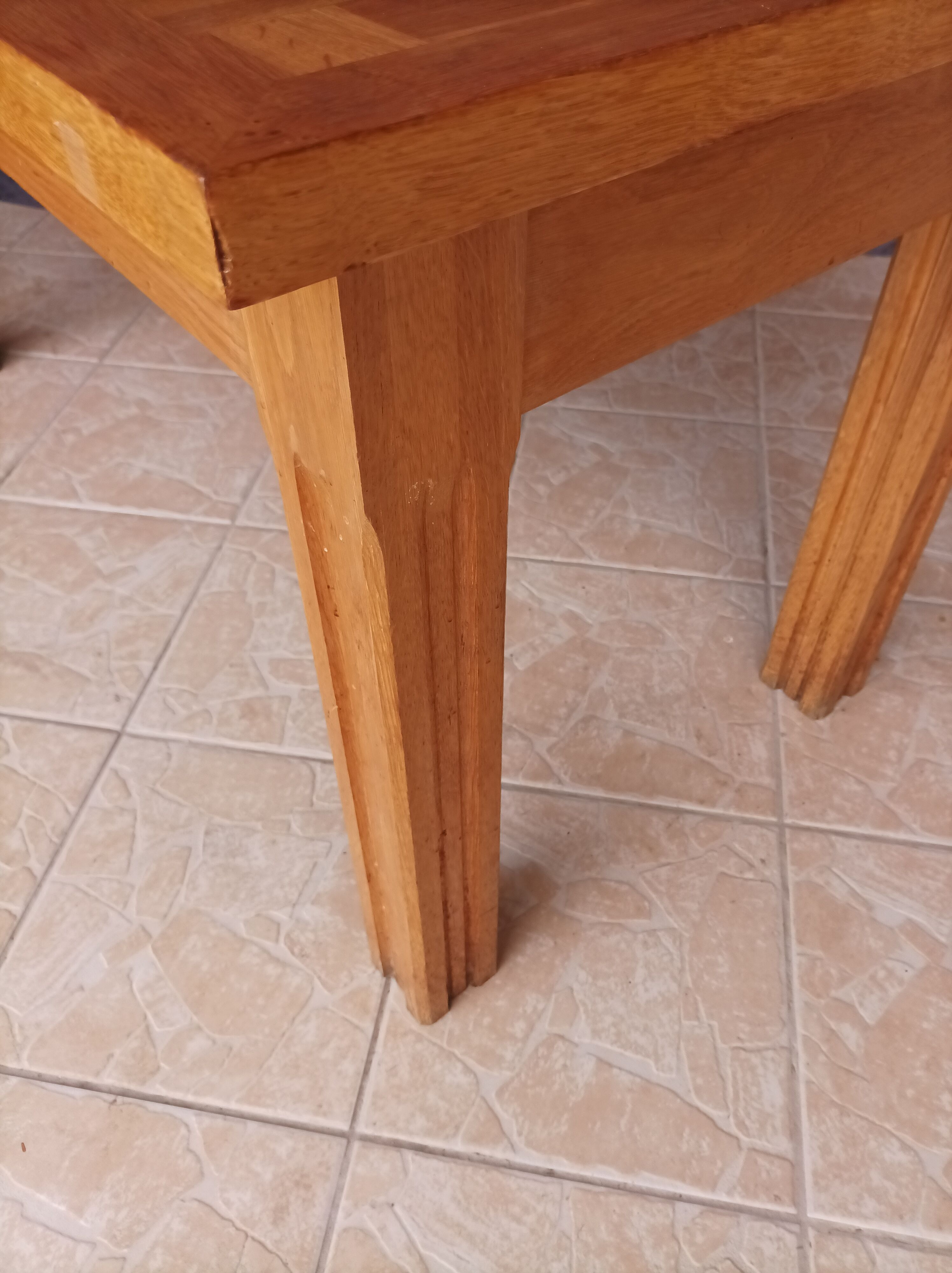 Vintage table in solid white oak