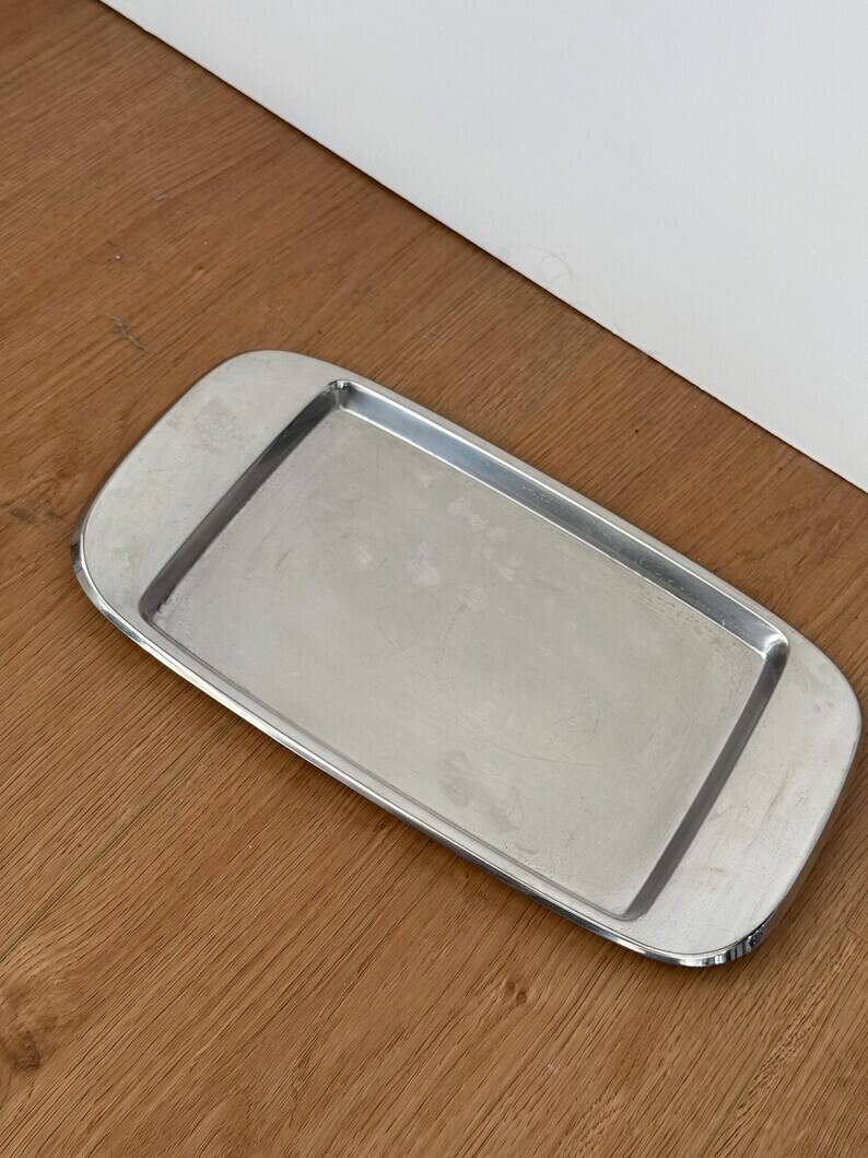 Vintage Italian stainless steel rectangular platter signed effepi.