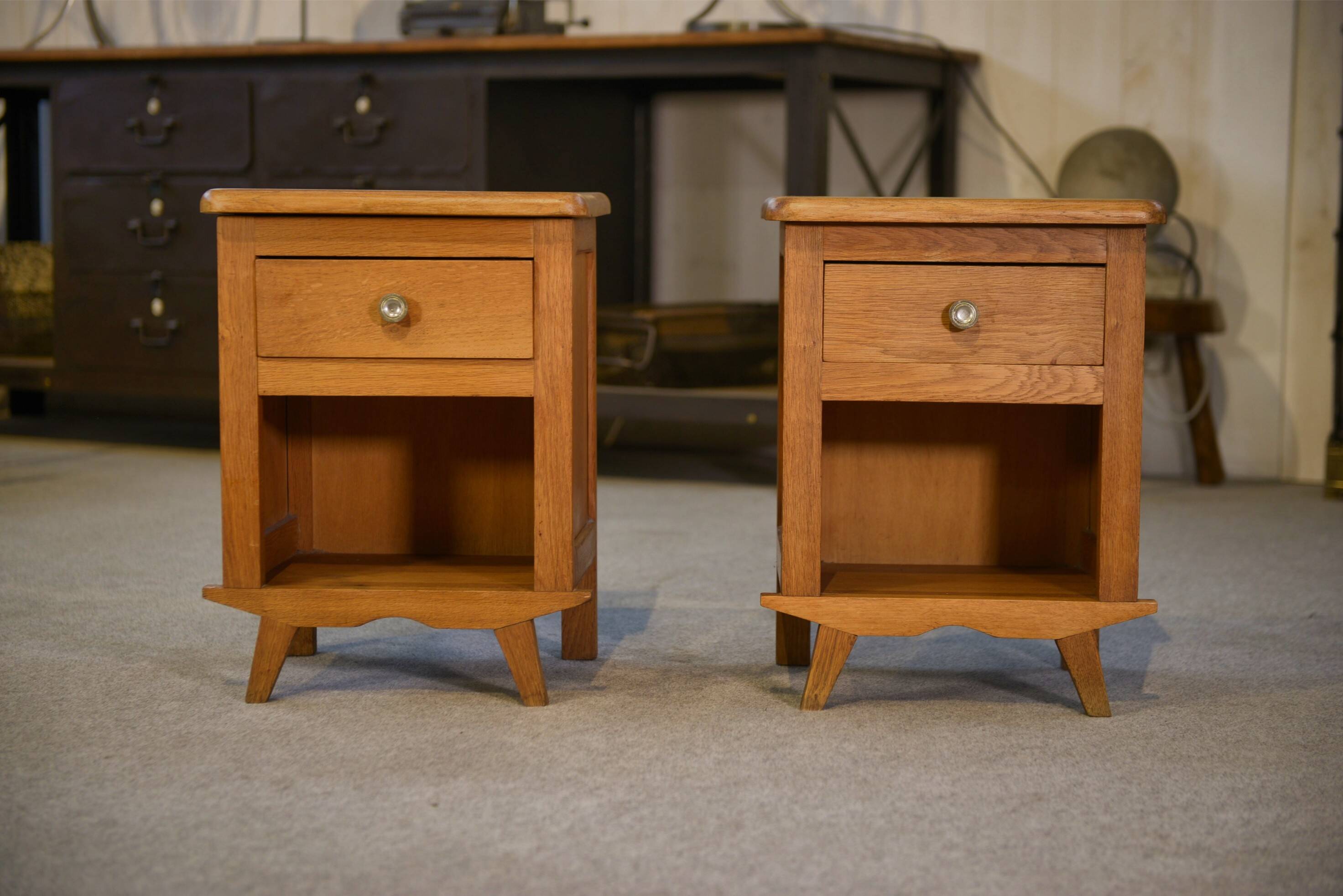Pair of oak bedside tables from the 1960s