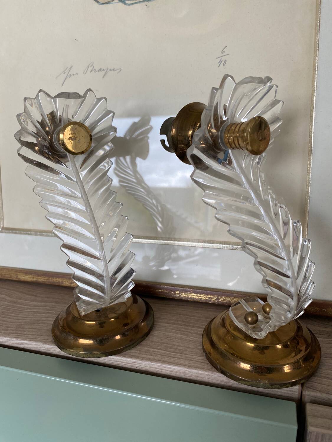 Pair of 1960s brass wall lights