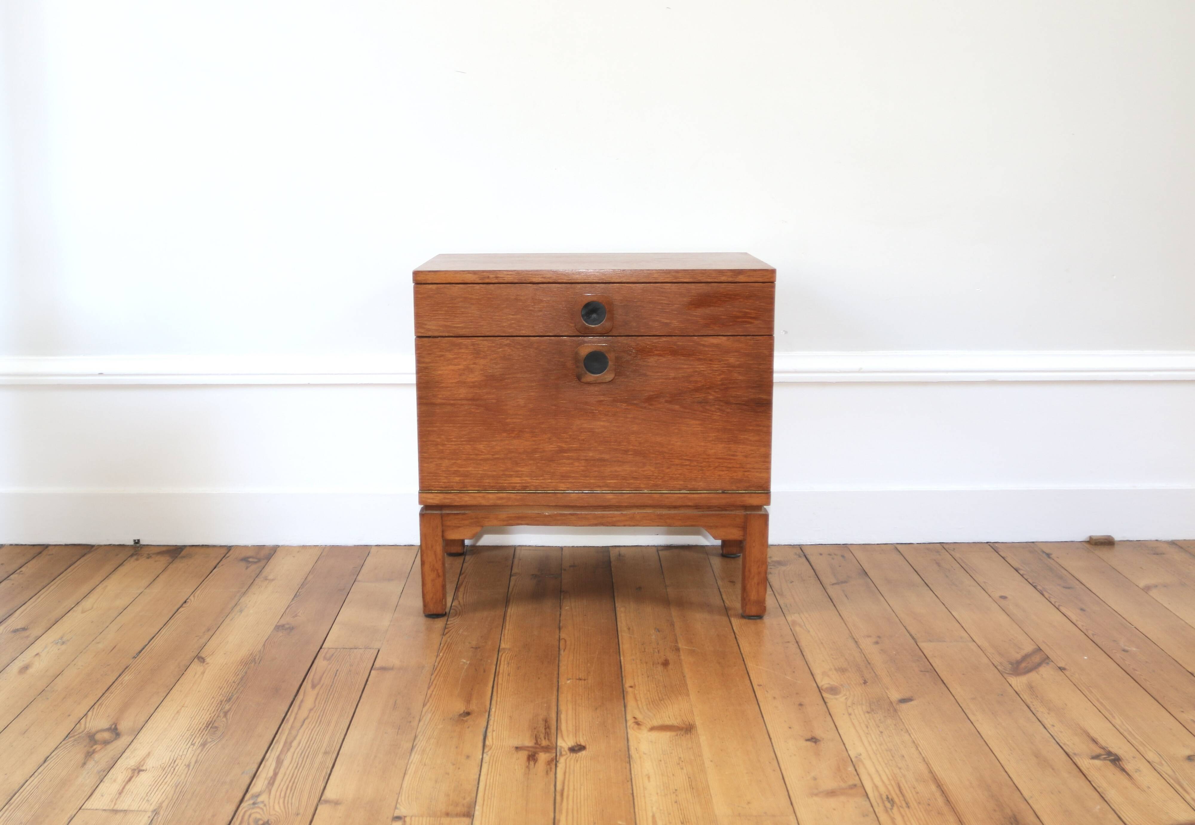 Vintage modernist oak bedside table 1960