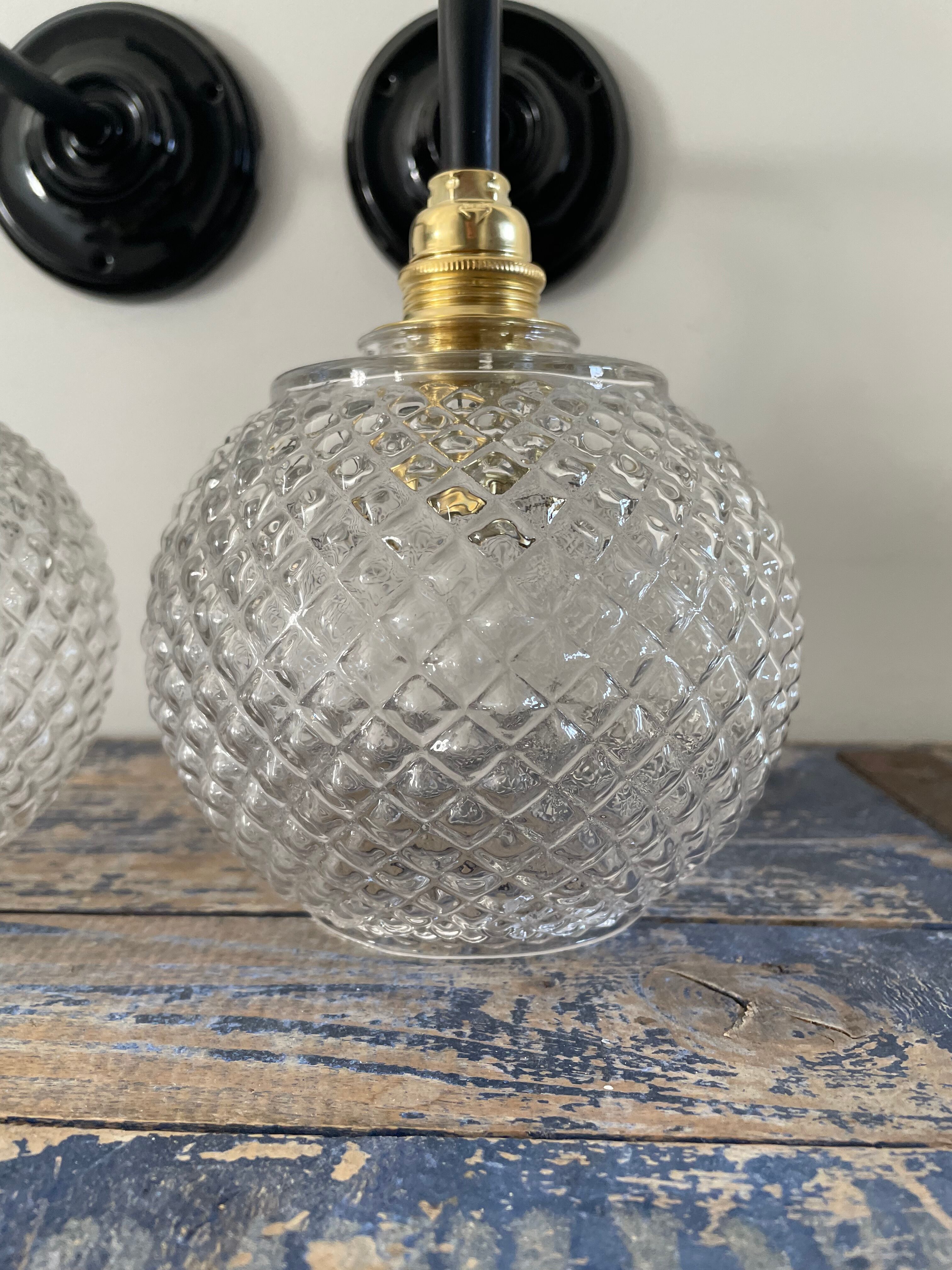 Pair of new electrified ball sconces