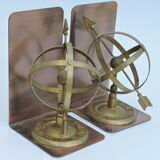 Pair of greenhouse book Astrolabe Sphere Armillary brass 1970