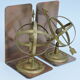 Pair of greenhouse book Astrolabe Sphere Armillary brass 1970