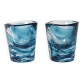 Set of 2 Kosta Boda Teal Blue Shot Glasses 'Mine' by Ulrica Hydman Vallien