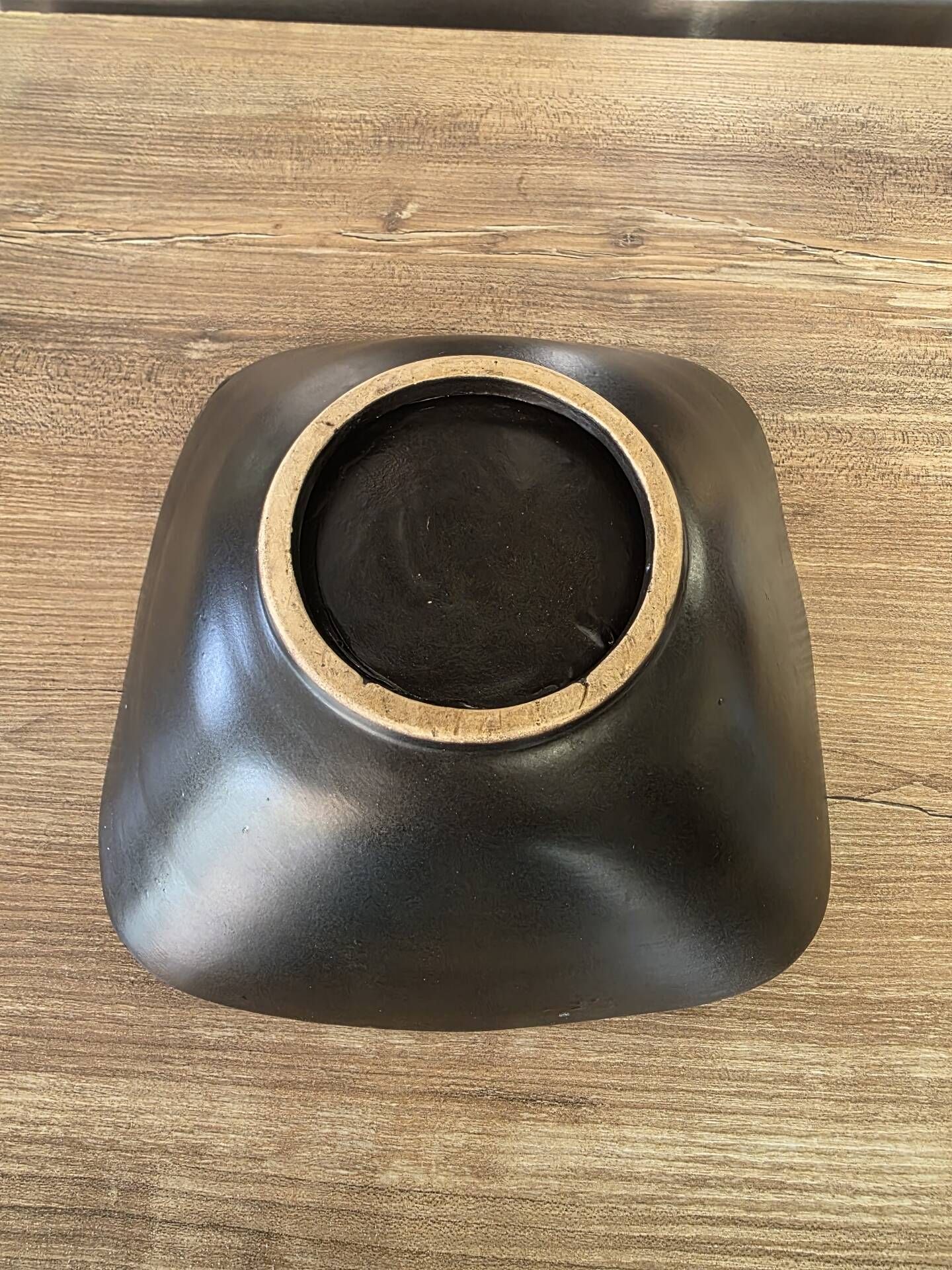 Square shallow dish Vallauris Fat Lava glaze sea foam vintage 1960s