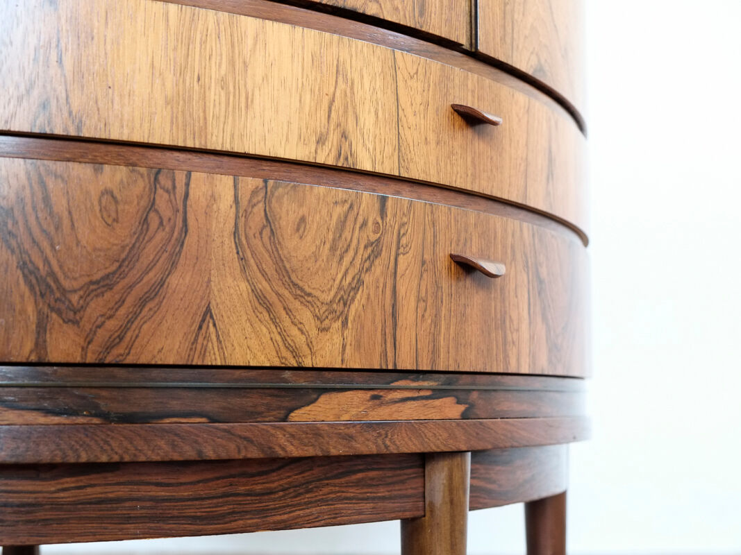 Compact danish corner cabinet in rosewood