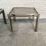 Pair of Romeo Rega chrome & brass side tables