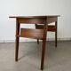 Compass leg desk, 1950s wood reconstitution style.