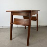 Compass leg desk, 1950s wood reconstitution style.