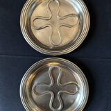 Pair of art deco coasters Christofle, Luc Lanel, Undulations model