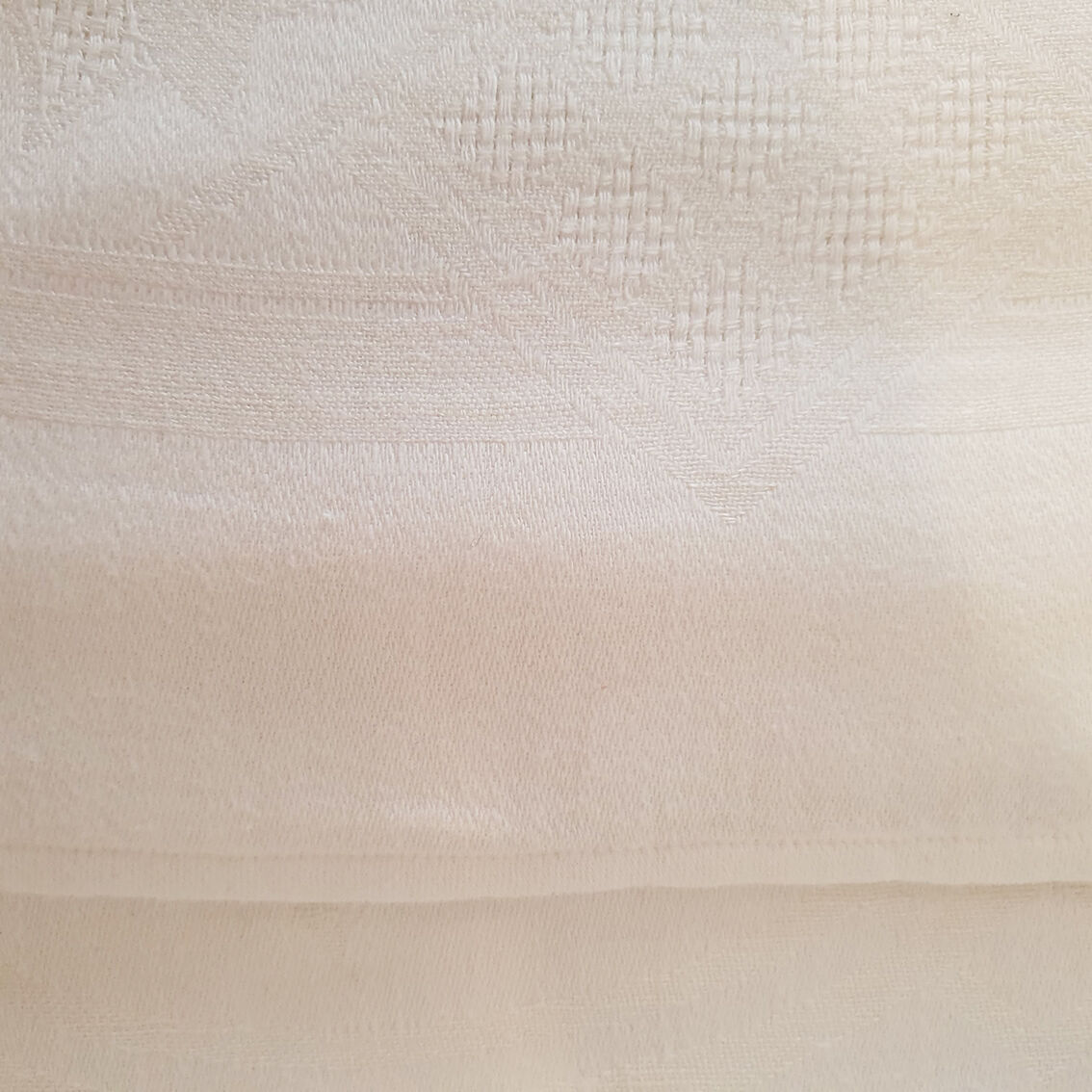 Old rectangular white tablecloth damask and monogrammed