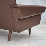 1970s, Danish 2-seater sofa, original brown leather.