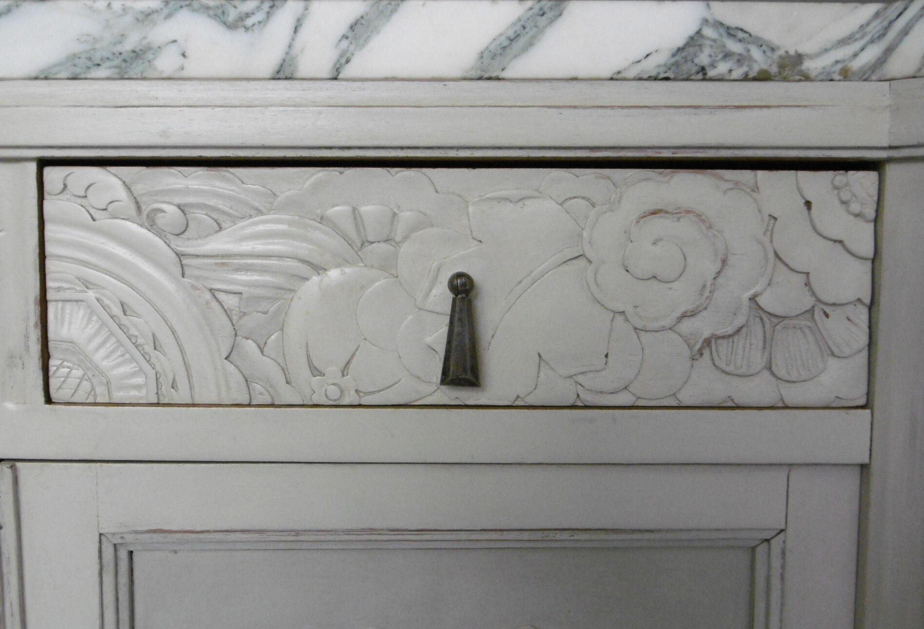 Art deco wood and marble sideboard
