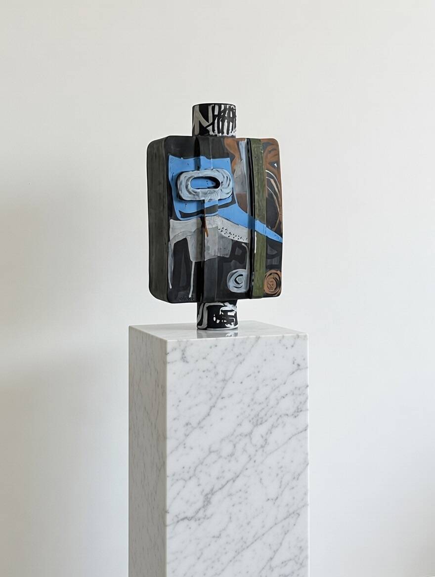 Painted Ceramic Sculpture by Olisch