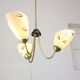 Italian Art Deco Chandelier in Brass and Yellow Glass, 1940s