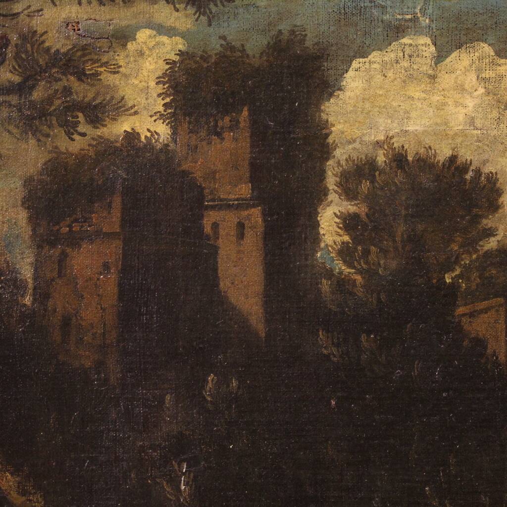 Antique Italian landscape painting from the 18th century