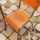 Children's desk and its chair year 50 solid teak tubular structure