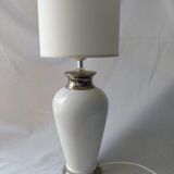 White ceramic lamp cracked effect and silver