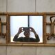 Mirror door door rattan coat 70x35cm