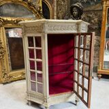 Napoleon III Period Display Cabinet in Painted Wood with Beveled Tiles in Louis XVI Style