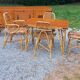 Vintage dining room attributed to Audoux and Minet in bamboo and rattan