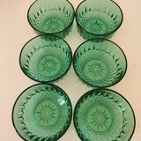 Mint-colored pressed glass bowls