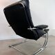 Old armchair and ottoman black leather tubular chrome bauhaus design from the 70s