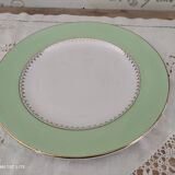 Round plate with aqua green rim and golden frieze, Cafés Lemaire.