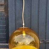 Parscot amber bubbled glass ball design pendant from the 70s