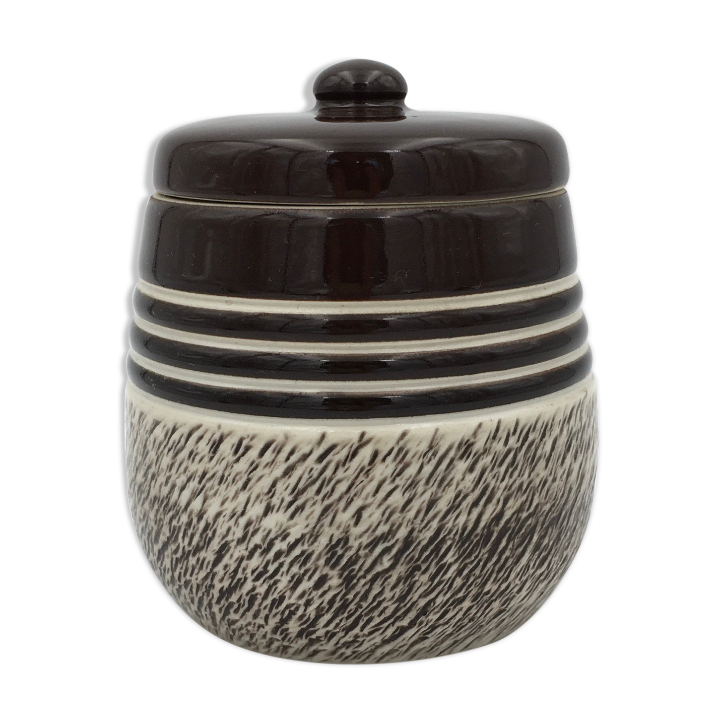 Lucien Brisdoux Enamelled sandstone covered pot with incised decoration, signed and numbered - 1940s-1950s