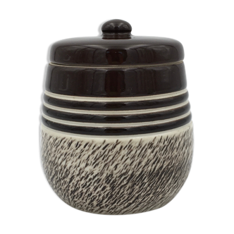 Lucien Brisdoux Enamelled sandstone covered pot with incised decoration, signed and numbered - 1940s-1950s