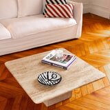 Square travertine table