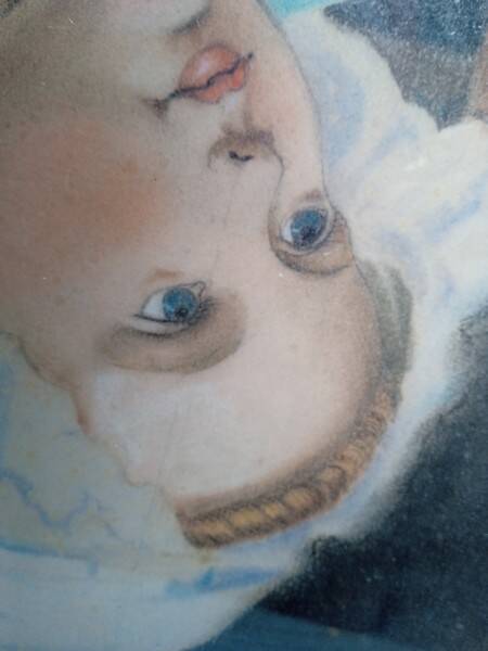 Pastel painting portrait young girl XIXth signed