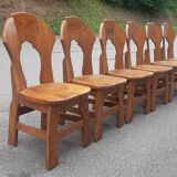 Brutalist chairs in solid oak mountain chalet decor