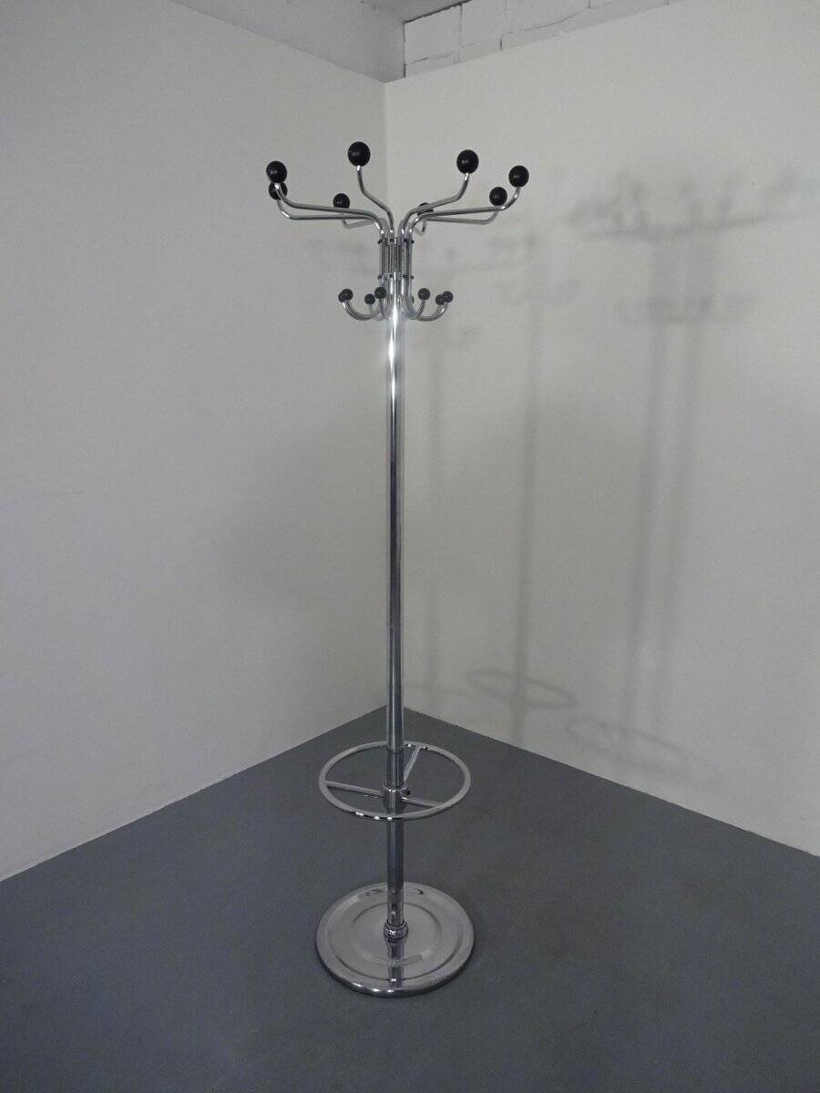 French chrome-plated steel tubular coat rack, 1940s