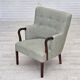 1960s, Danish armchair, original light grey furniture wool, teak wood.