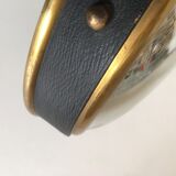 Leather and brass bulging witch mirror 1970 21cm