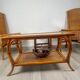 Vintage rattan & glass coffee table – 86 cm – authentic charm