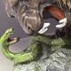 Antique Cold-Painted Bronze Lion Fighting a Snake, After Antoine-Louis Barye